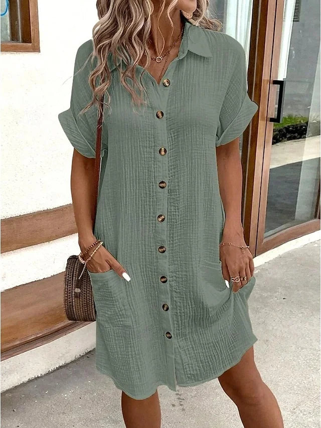 simple solid color loose dress