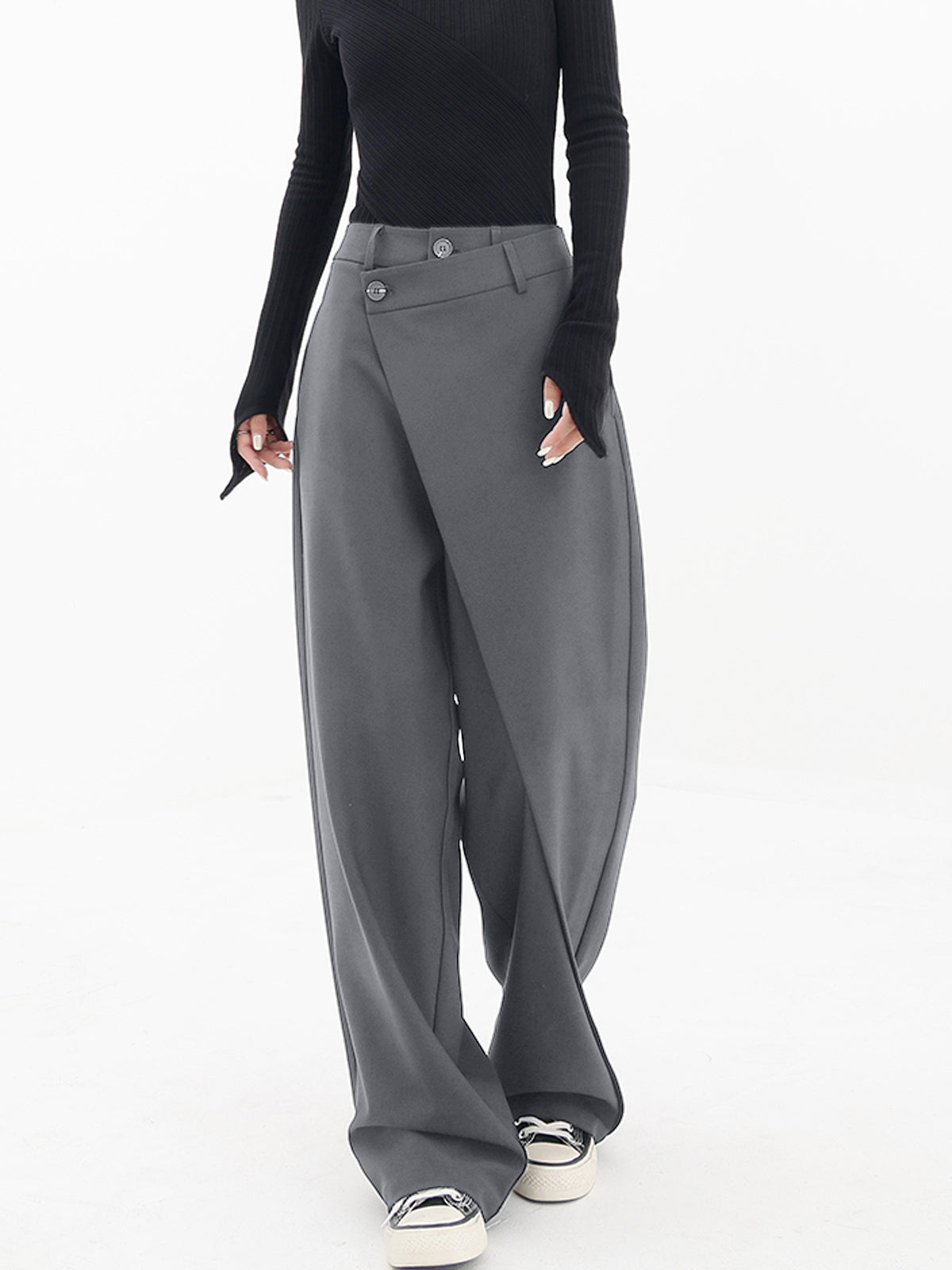 Asymmetrical Baggy Wide Leg Pants