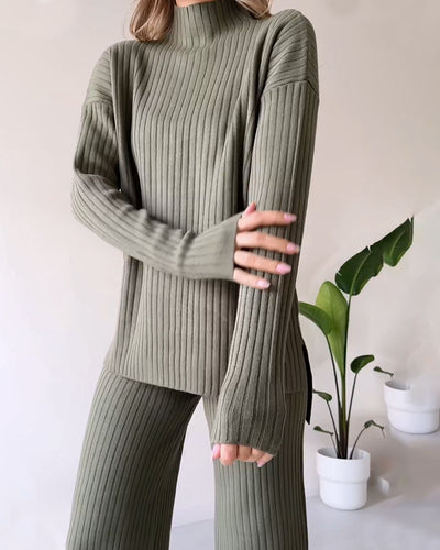 Chique slit casual two-piece set