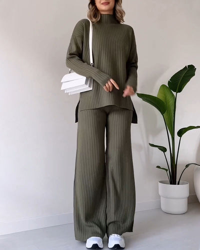 Chique slit casual two-piece set